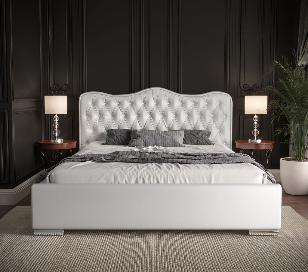 FURMEB24 Elegantes Bett 160200 Steppbett Crystal Royal mit Containerrahmen