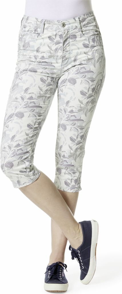 Stooker Women PRINT CAPRI Damen 7/8-Hose Skinny Fit 42 soft green leaves