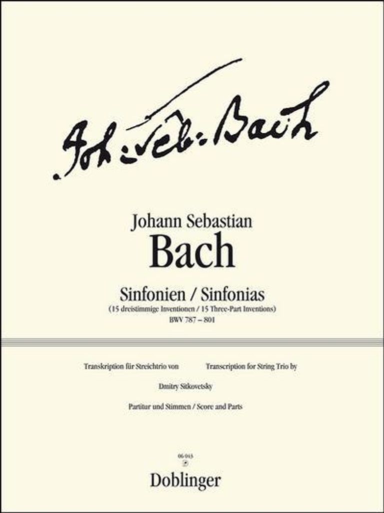 15 dreistimmige Sinfonien BWV787-801für Violine, Viola und Violoncello