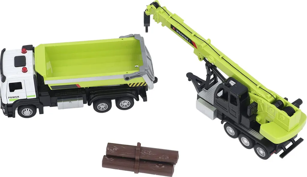Jouet grue multifonctionnel en métal avec benne mobile coloris vert