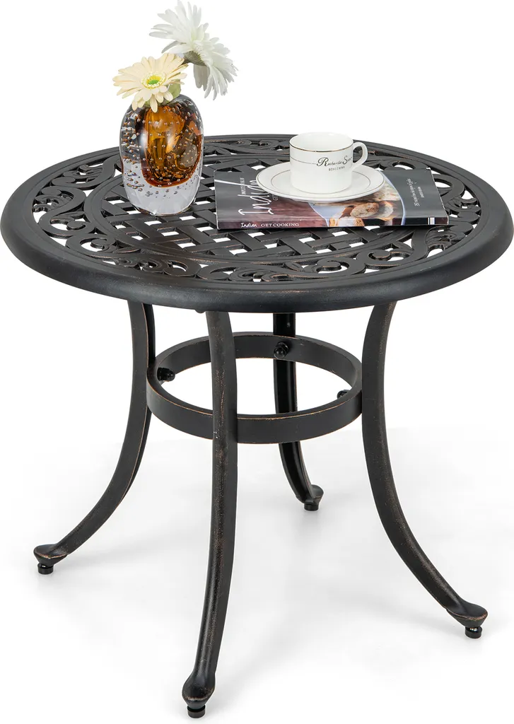 Table d'appoint COSTWAY 60x60cm en fonte d'aluminium brun antique