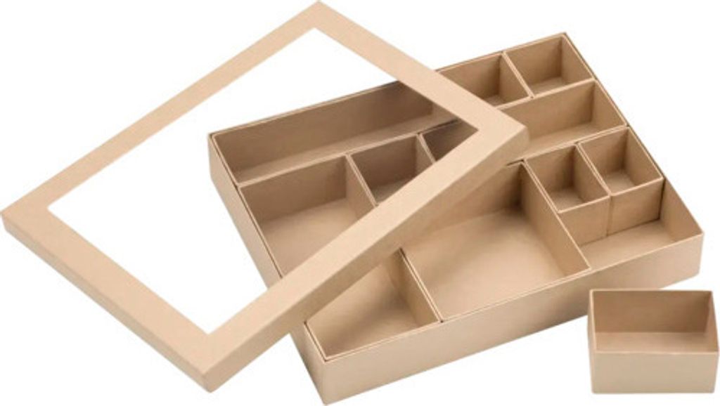 Papp-Dose mit Innenfächer 28,5x22,5x5 cm