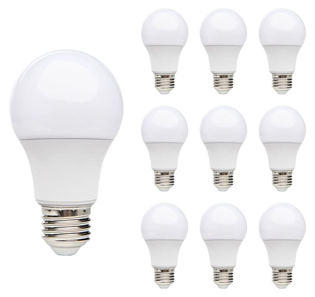 Kobi LED-Lampe E27 7W - 600lm - 6000K - 230V - Standardform - Für Spiegelbeleuchtung, Gartenhaus oder Abstellraum - 10 Stück