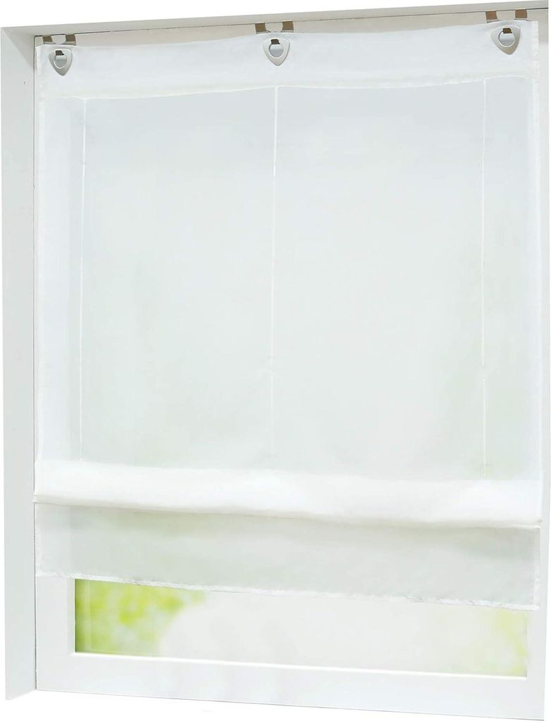 Römisches Rollo mit Haken - transparent - 80 x 130 cm - Schlafzimmer Küche Badezimmer - weiß