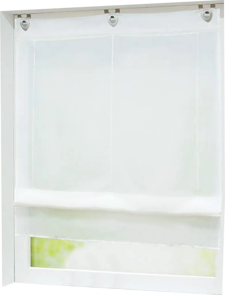 Store romain à crochets blanc 80x130 cm transparent pour fenêtre PVC
