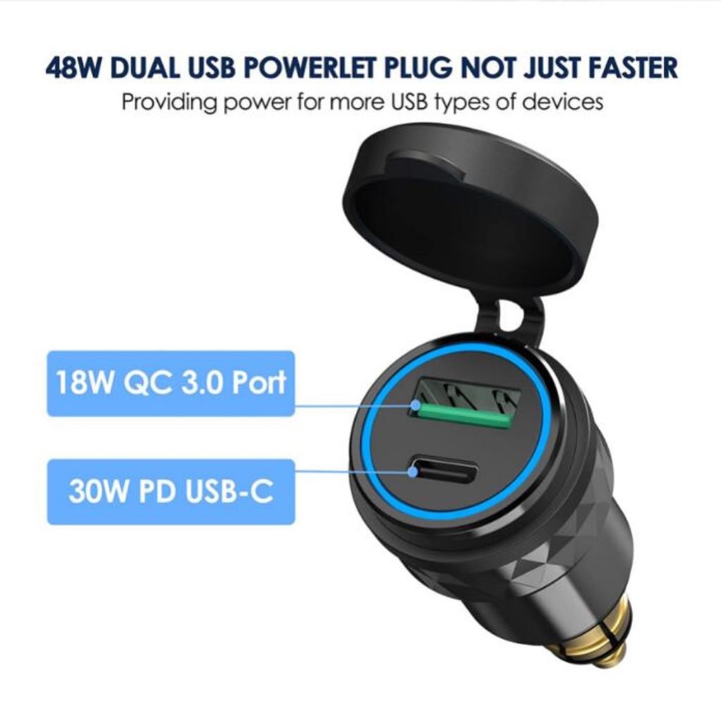 DIN Powerlet Plug Steckdosenadapter Motorrad Dual USB Ladegerät  für BMW Hella 
