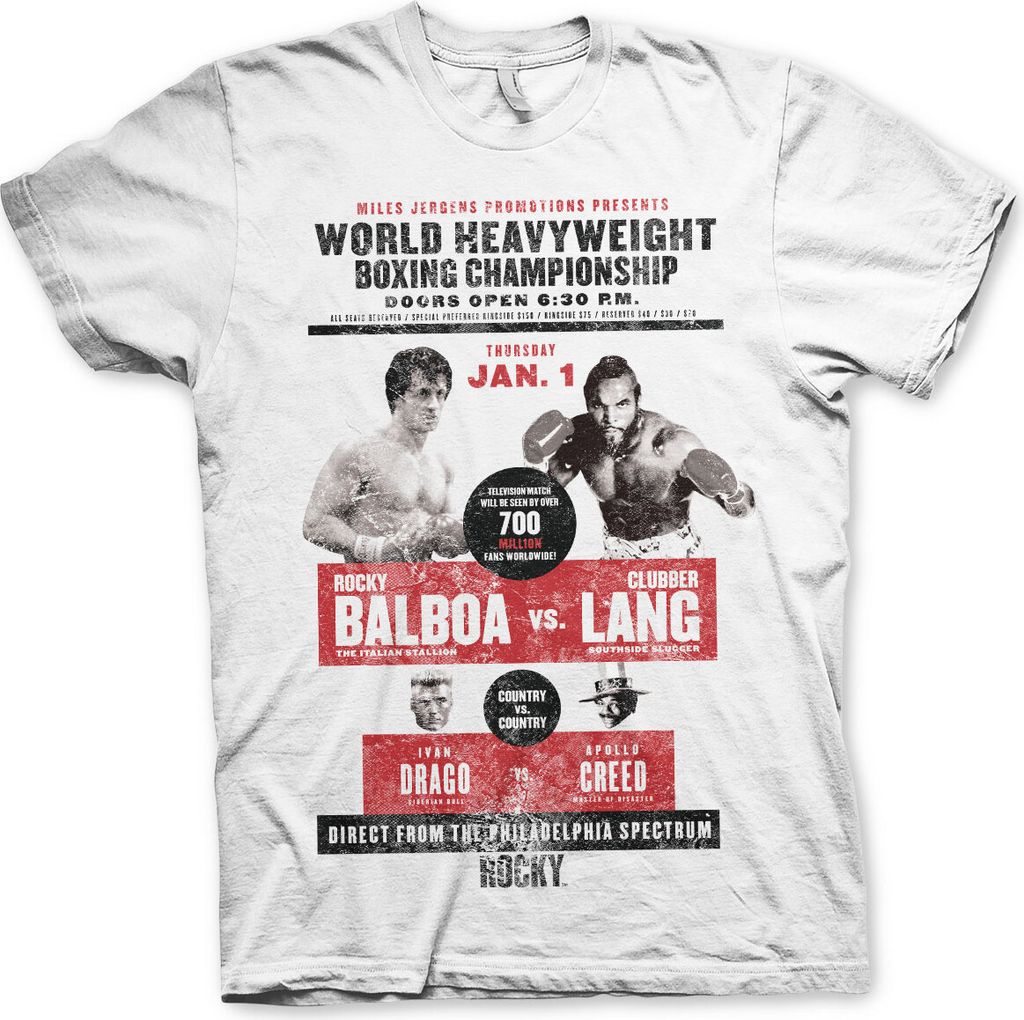 Rocky - World Heavyweight Poster T-Shirt - Medium - White