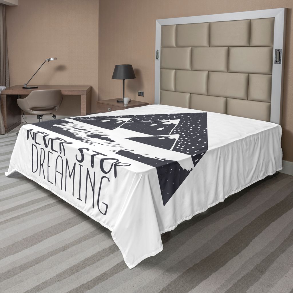 ABAKUHAUS Sprichwort Bettlaken, Grungy Vintage Motivierend Schnee Berg Übersteigt Illustration Mit Blizzard Effekten, weiches bequemes oberes Bett...