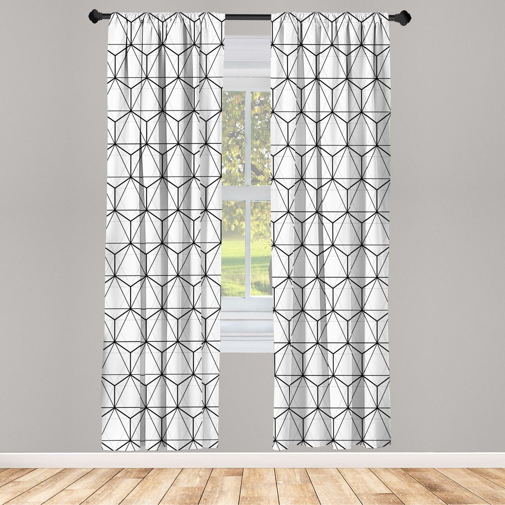 ABAKUHAUS Geometrisch Vorhänge 2 Panel Set für Wohnzimmer Schlafzimmer Nachbildung, Abstrakte Linien Charcoal Grey Colored Striped Bild mit sechs...