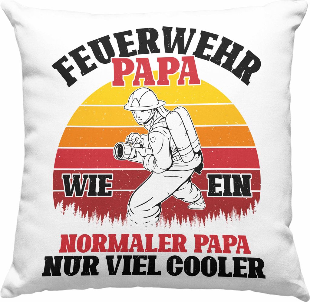 Trendation - Feuerwehr Papa Geschenk Deko-Kissen mit Produktbild 