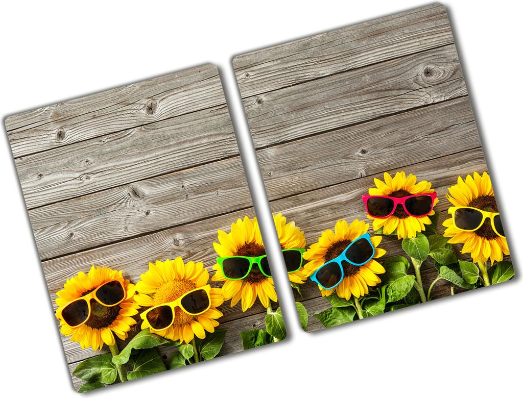 Tulup Glas Herdabdeckplatte - 2x40x52 cm - Glaskeramikkochfeld-Abdeckung Spritzschutz Glasabdeckplatte Kochplattenabdeckung und Schneidebrett - Zwe...