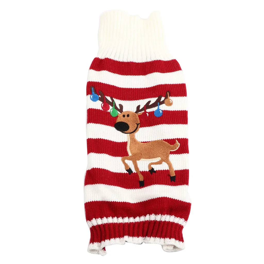 Alla moda animale domestico caldo ponticello carino striscia cappotto gatto cane cappotto invernale per Natale (rosso / S)