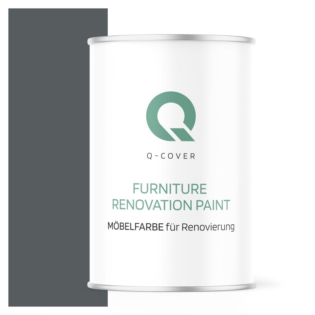 Möbelfarbe Hochglanz | Farbton: Basaltgrau RAL 7012 1L | Holzfarbe für Möbel & Innenausbau | Deckend, wasserbasiert, kratzfest | Für Küchen, S...