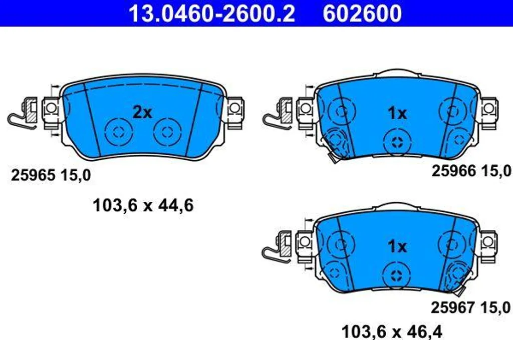 ATE 13.0460-2600.2 Jeu de Plaquettes de Frein à Disque OE D40604EA0A