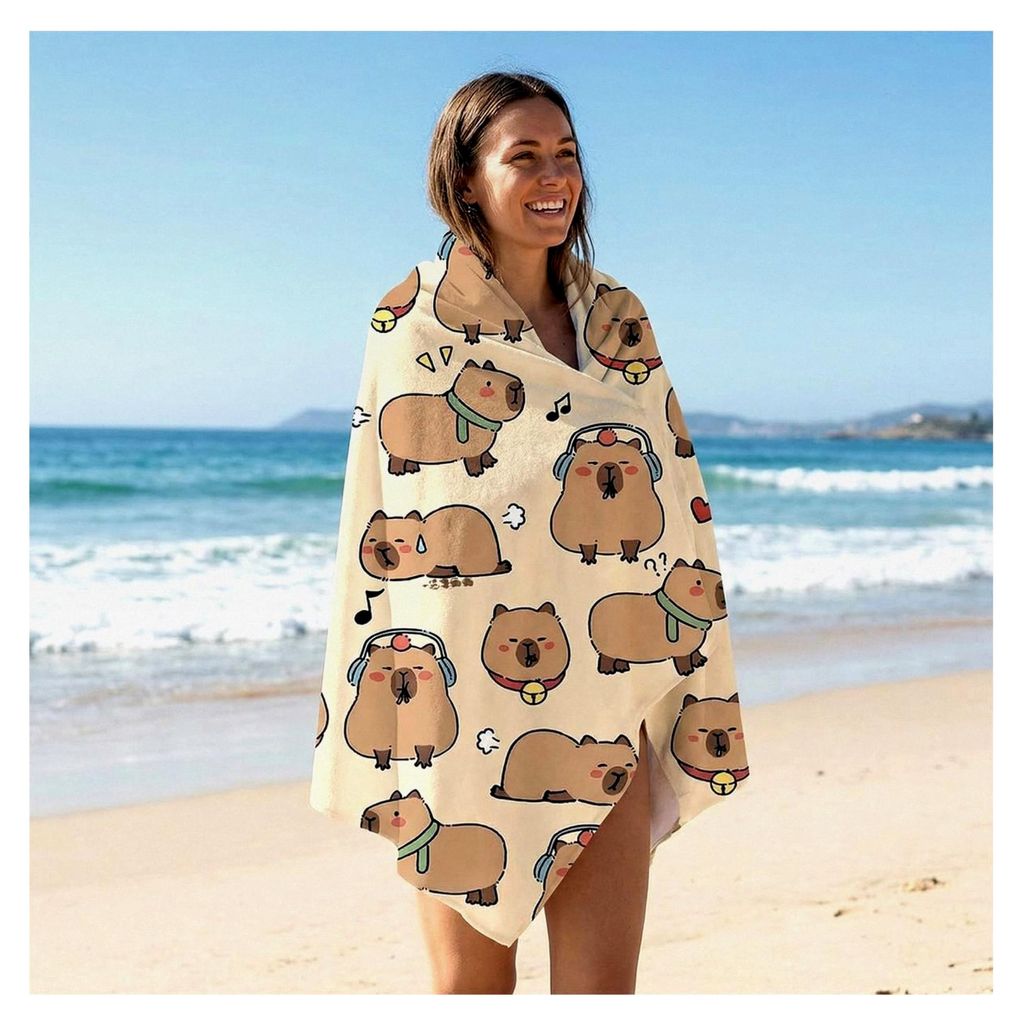 Capybara Strandtuch, Mikrofaser Handtuch, leichtes Badetuch, Sauna Handtuch, weiche Strandhandtücher, schnelltrocknend, Dusch Tücher, Fitnesshand...