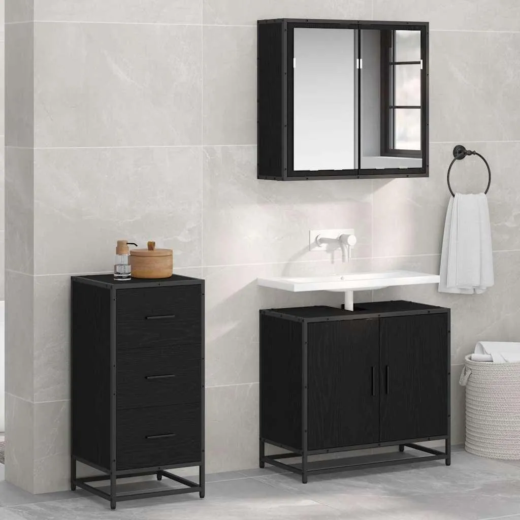 Credenza Salvaspazio vidaXL Nero 35,5 cm - Look Rovere per Interni