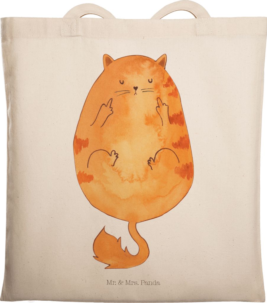 Mr. & Mrs. Panda canvas tasche Katze Mittelfinger - Transparent - Geschenk, Schultasche, Tote Bag, Tiger, Katzen, Laptoptasche, Genervt, Cat, Cats,...