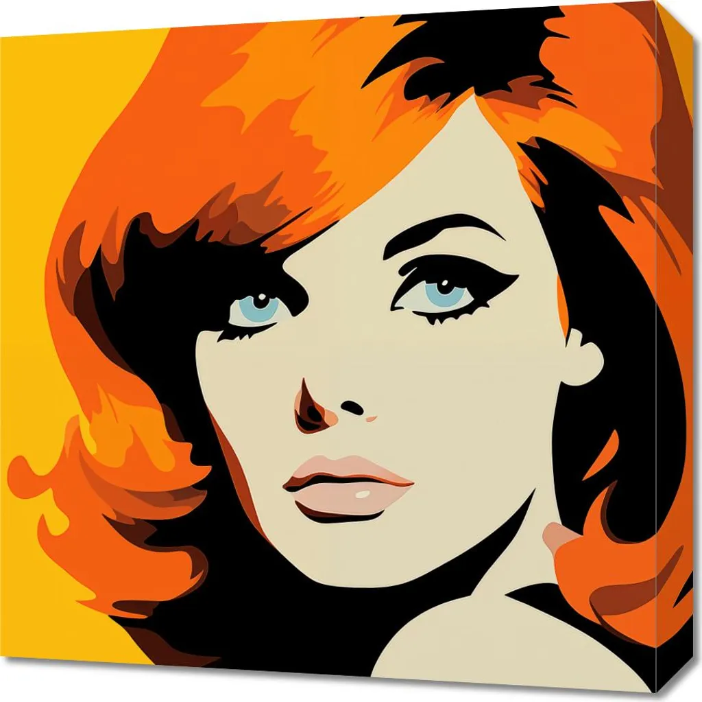 Quadro Moderno 50x50 Capelli Infuocati - Decorazione Parete Contemporanea