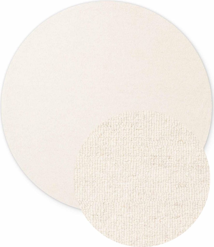 Elle Decoration Puristic Fine Bouclé Wollteppich Knots Natur Weiß
