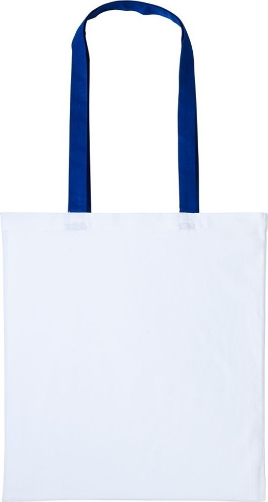Nutshell Baumwoll-Tragetasche mit langen Henkeln RW7156 (Einheitsgröße) (Weiß/Königsblau)