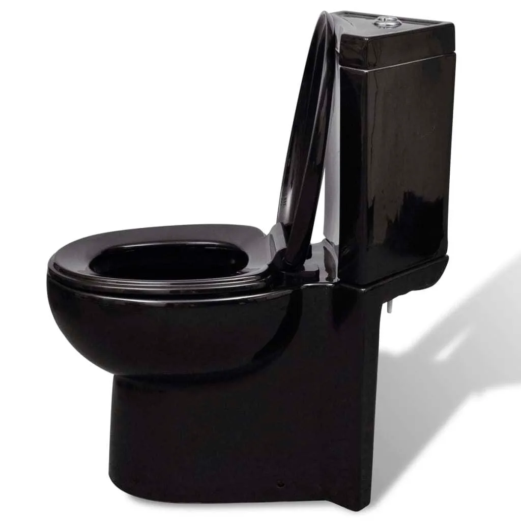 Solution gain de place : Toilettes d'angle noires design en céramique