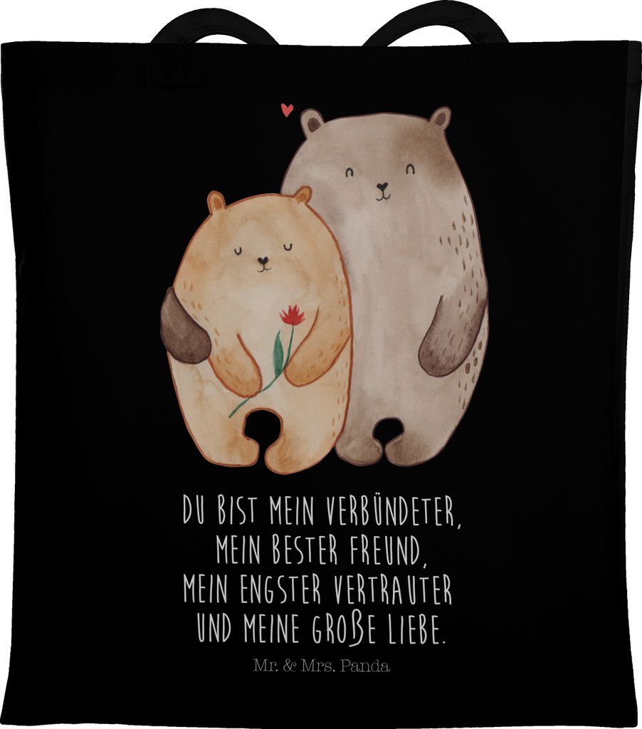 Mr. & Mrs. Panda Uni Tasche Bären Liebe - Schwarz - Geschenk, totebag, Kuscheln, Freundin, Verheiratet, Laptoptasche, Stoffbeutel, Hochzeitstag, E...