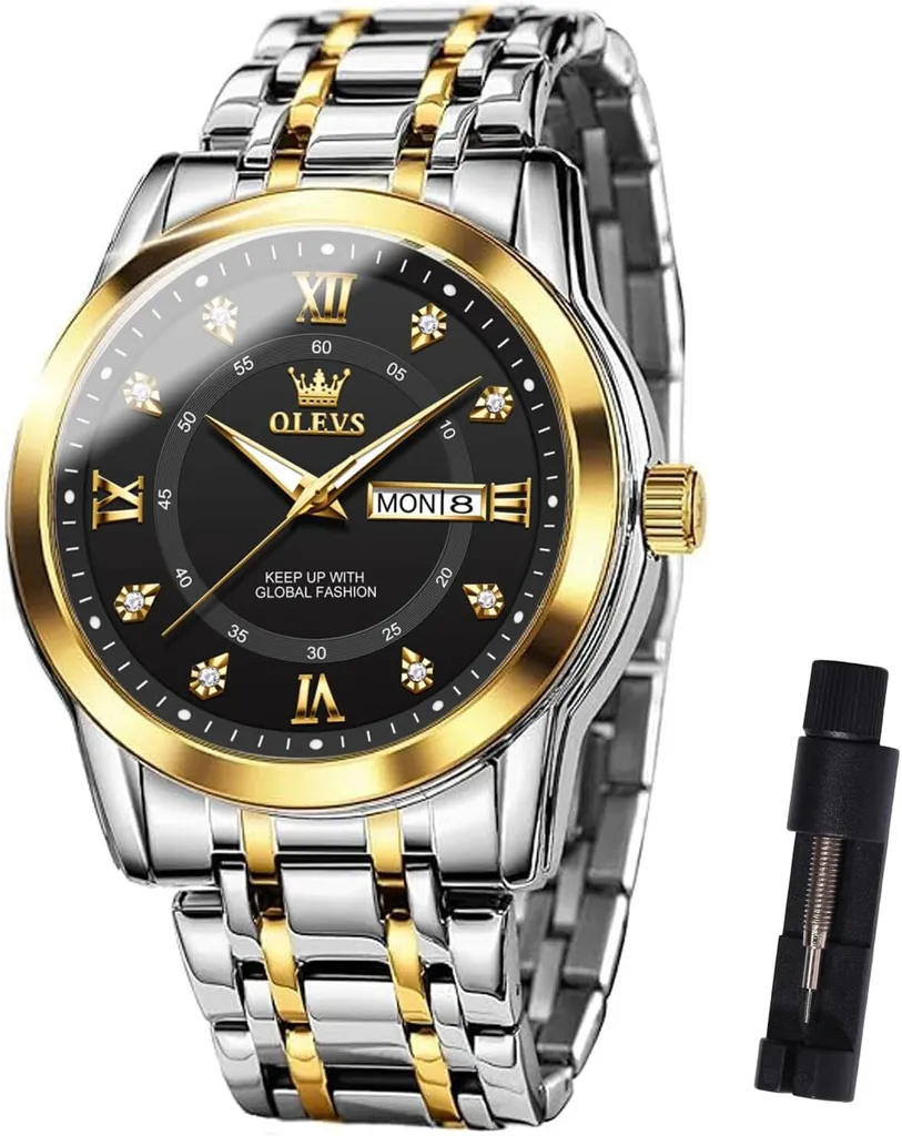 Orologio Uomo Bicolore con Data: Eleganza Classica Quarzo Numeri Romani