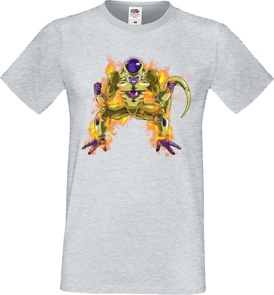 Herren T-Shirt Anime Manga Dragon Anime Manga Ball Z 09 Yellow Frieza, Man XL / Grau