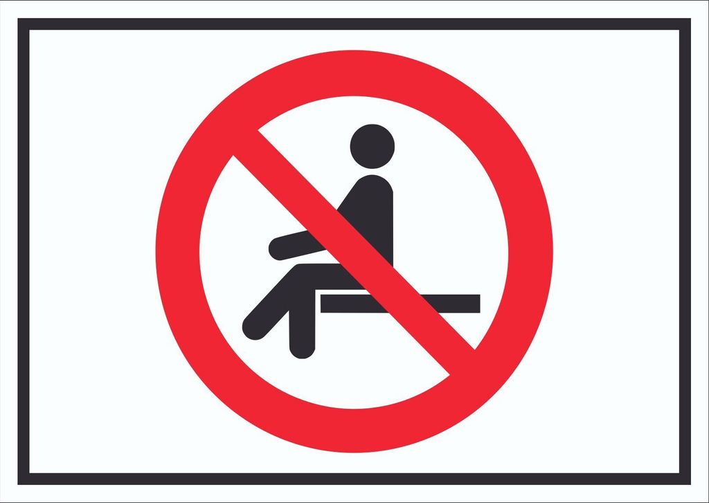Sitzen verboten Symbol Schild A5 Rückseite selbstklebend