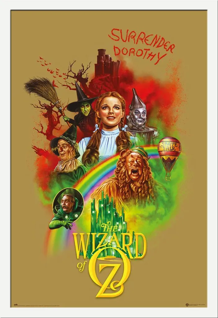 Poster Le Magicien d'Oz 100 ans Warner Bros avec Cadre Shinsuke Blanc