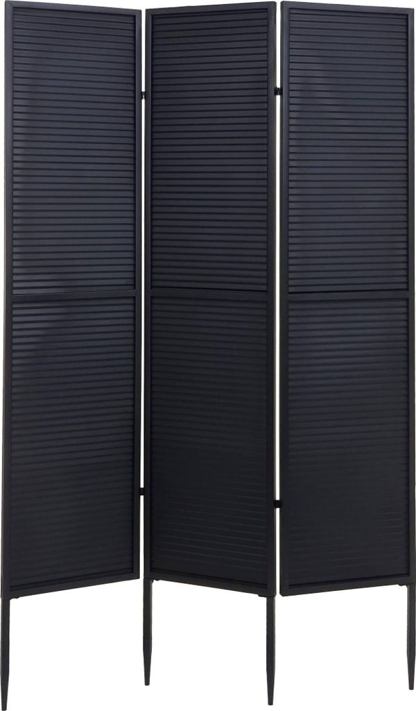 Garten-Paravent MCW-J14, Raumteiler Trennwand Sichtschutz, Metall 200x121cm schwarz