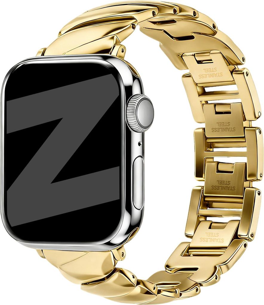 Bandz Premium Metallband 'Twisted' Gold - hochwertiges stylisches Edelstahlband - passend für Apple Watch 1/2/3/4/5/6/7/8/9/10/11/SE (38/40/41/42mm)