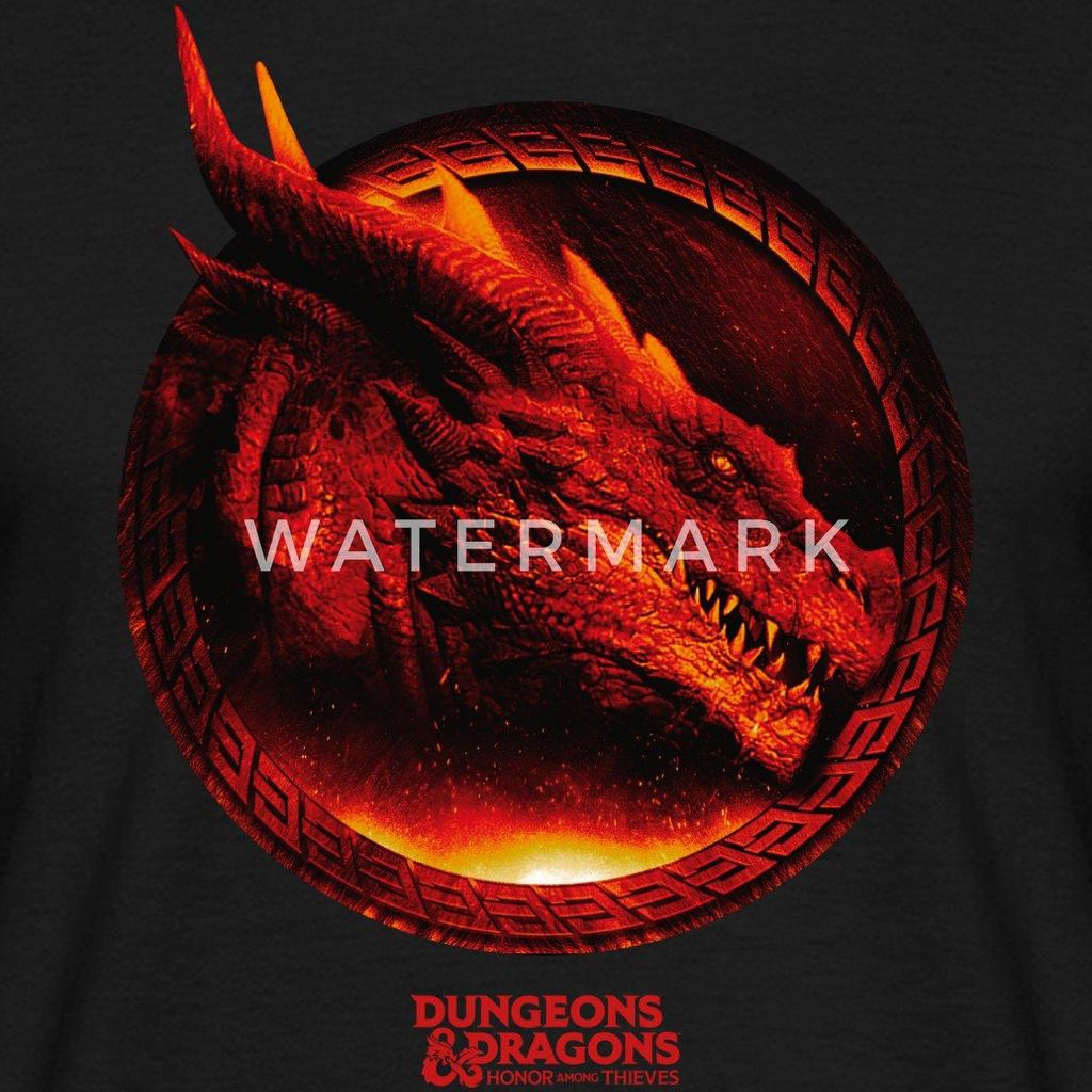Spreadshirt Dungeons & Dragons DnD Roter Drachenkopf Männer T-Shirt, 4XL, Schwarz