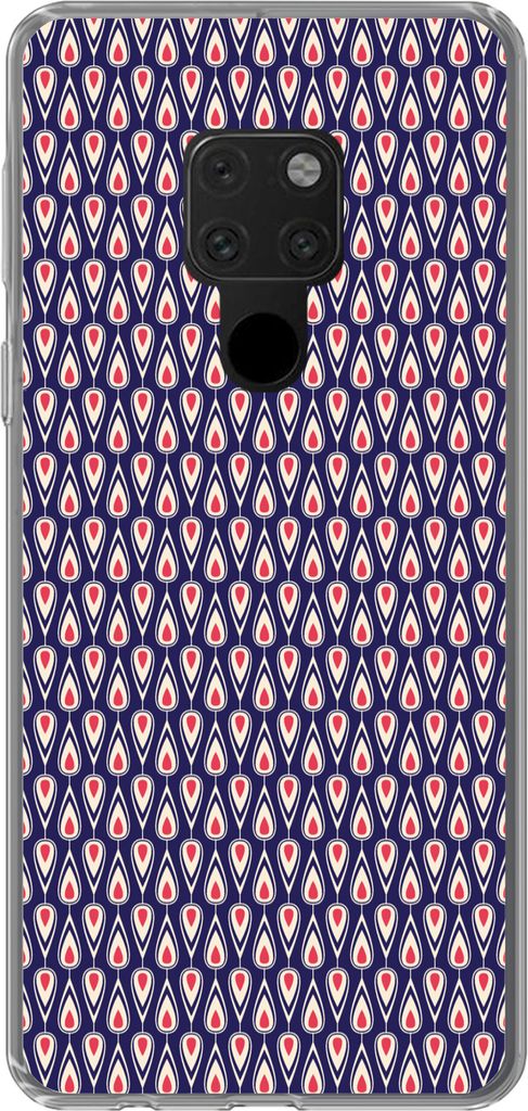 MuchoWow Handyhülle Schutzhülle Hülle für Telefoonhoesje Huawei P40 Lite Muster - Vintage - Blau - Rot Silikon Softcase Handy Hülle - Handy