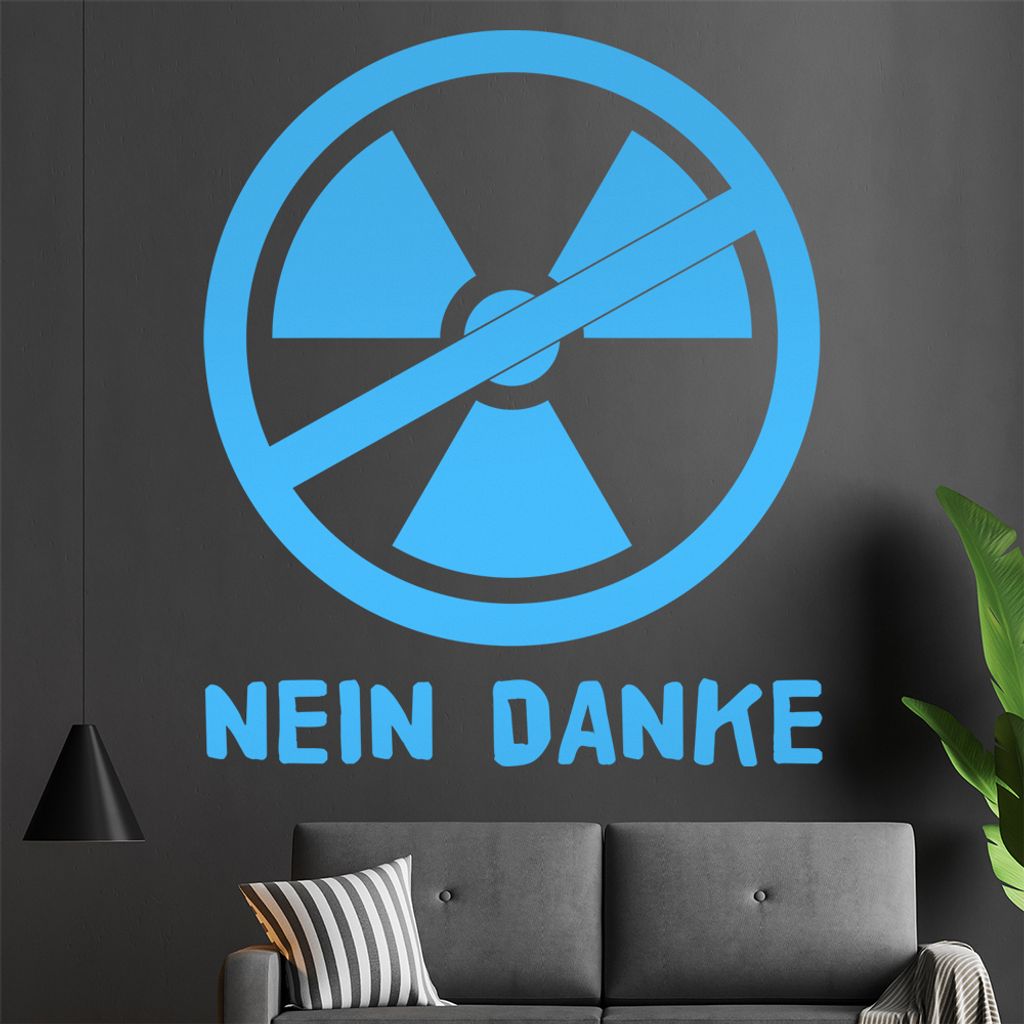 Atomkraft - Nein Danke Wandtattoo in 6 Größen - Wandaufkleber Wall Sticker - Dekoration, Küche, Wohnzimmer, Schlafzimmer, Badezimmer