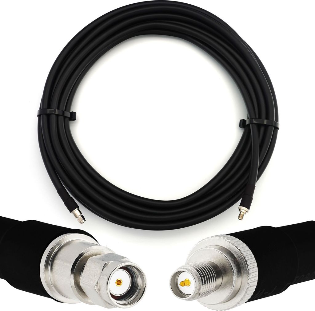 10m RP-SMA Stecker auf RP-SMA Buchse Koaxialkabel — Vollkupfer HF400 Flexibles Verlängerungskoax 50 Ohm (LMR400 UF UltraFlex Äquivalent) — f...