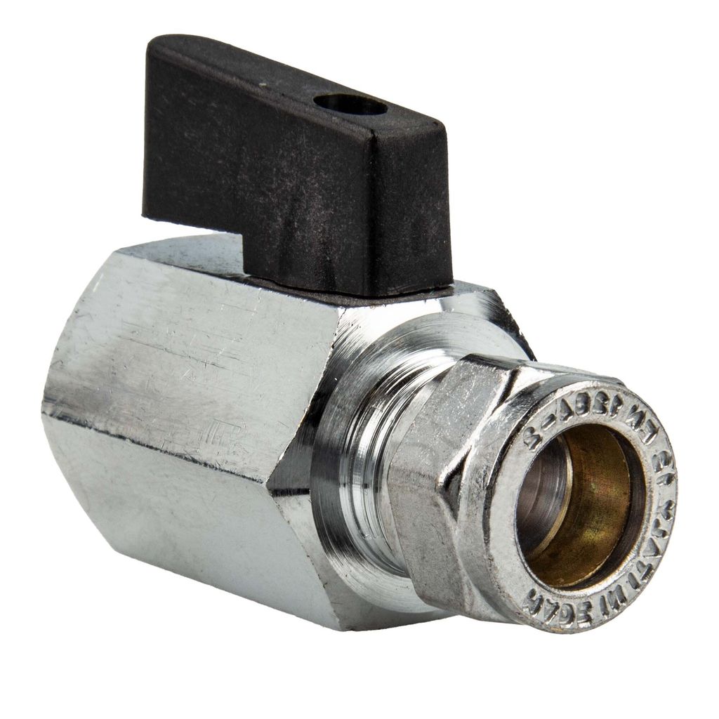 tecuro MINI Kugelhahn mit Klemmring für Kupferrohr Ø 12 mm x 1/2 Zoll IG - Messing vernickelt