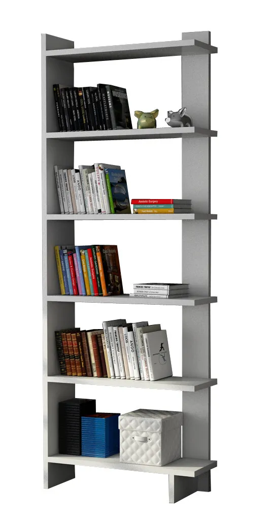 Bibliothèque blanche en bois mélaminé robuste 170 cm - Design Skye Decor