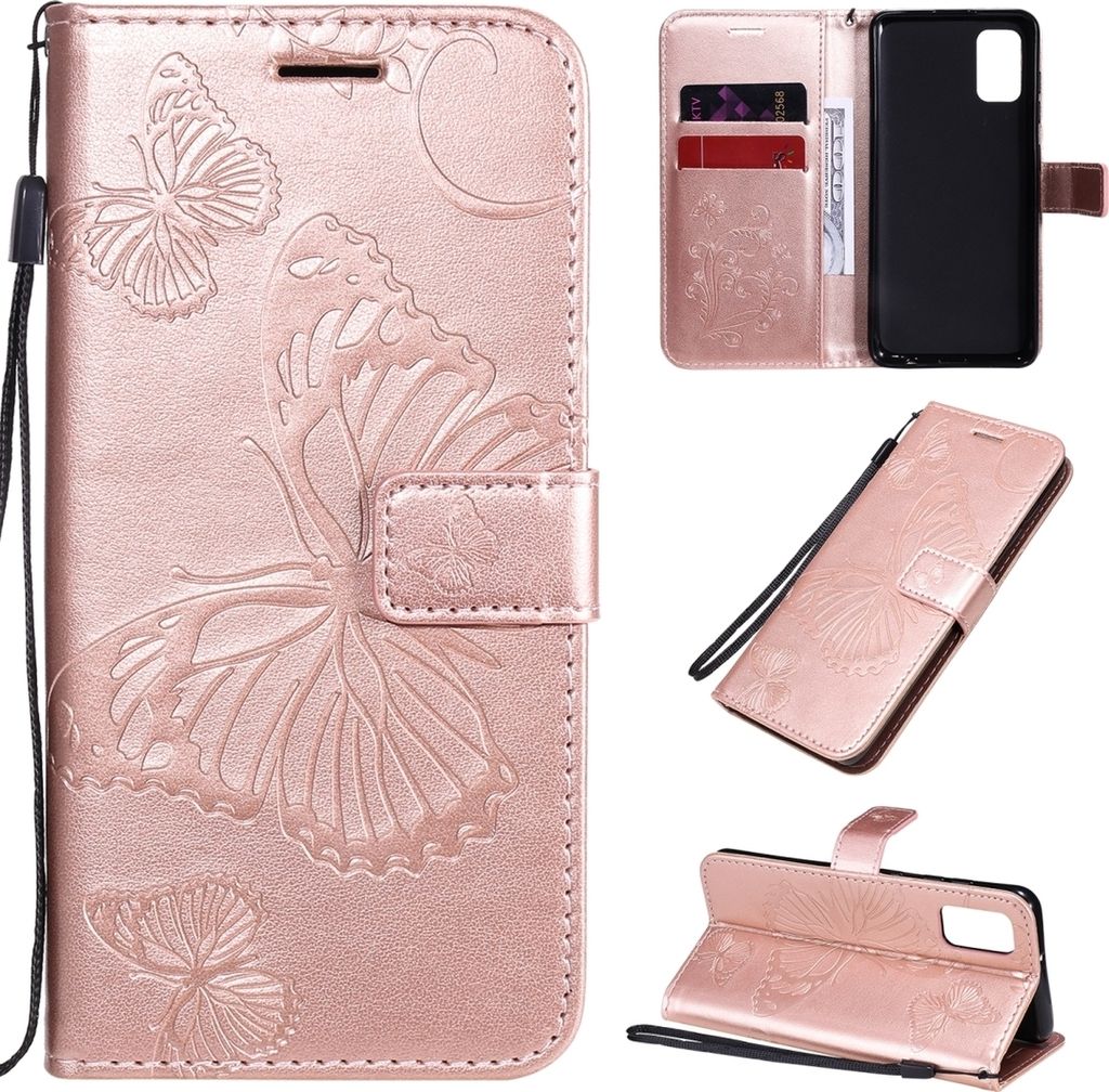 Mobigear Butterfly Samsung Galaxy A41 Hülle Klapphülle Geldbörse - Roségold