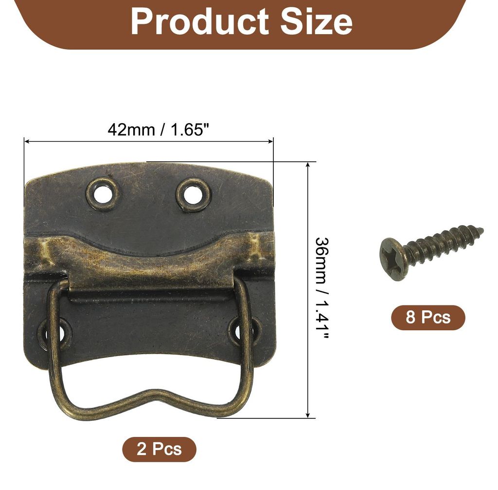 2 Stš¹ck Klappgriff, 42 x 31mm Metall Handgriff Boxen Bš¹gelgriff Koffergriff, Tragegriff fš¹r Toolbox Tš¹r - Bronze