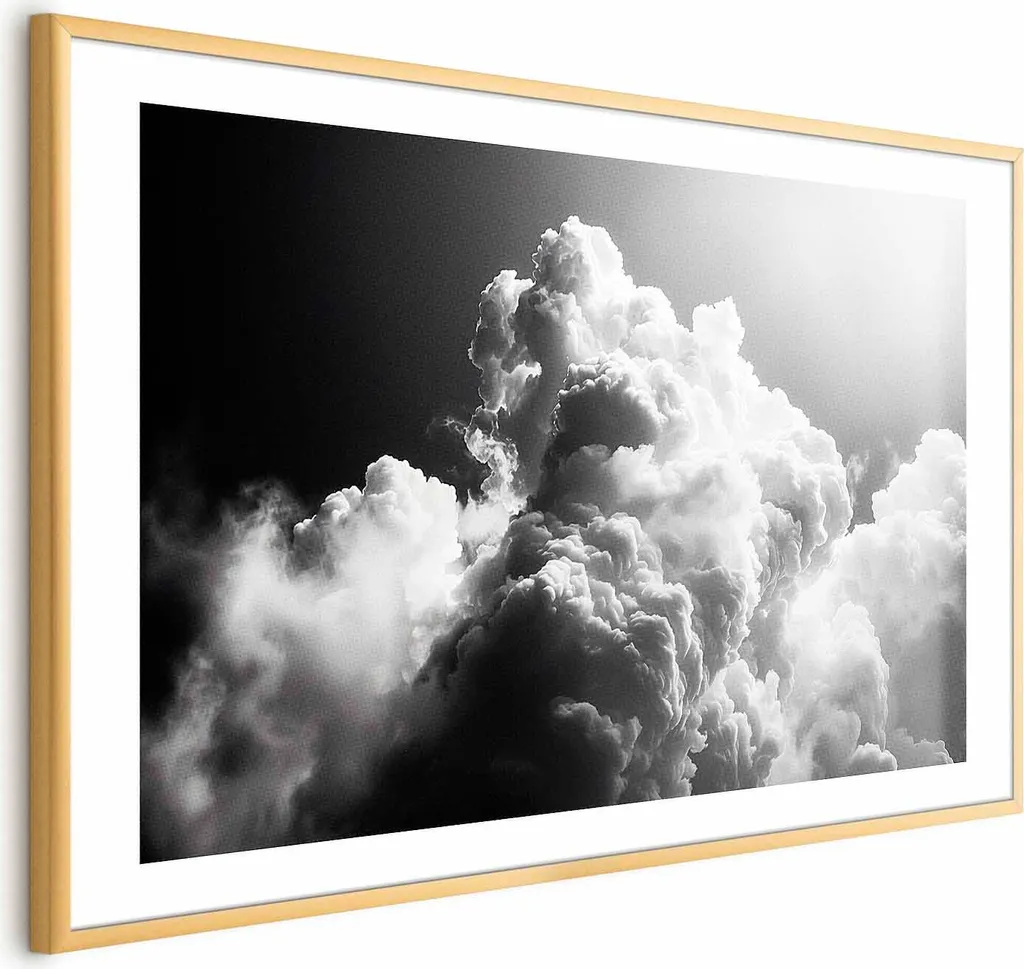 Stampa Artistica Nuvole di Sogno 40x60 cm con Cornice Oro e Passepartout