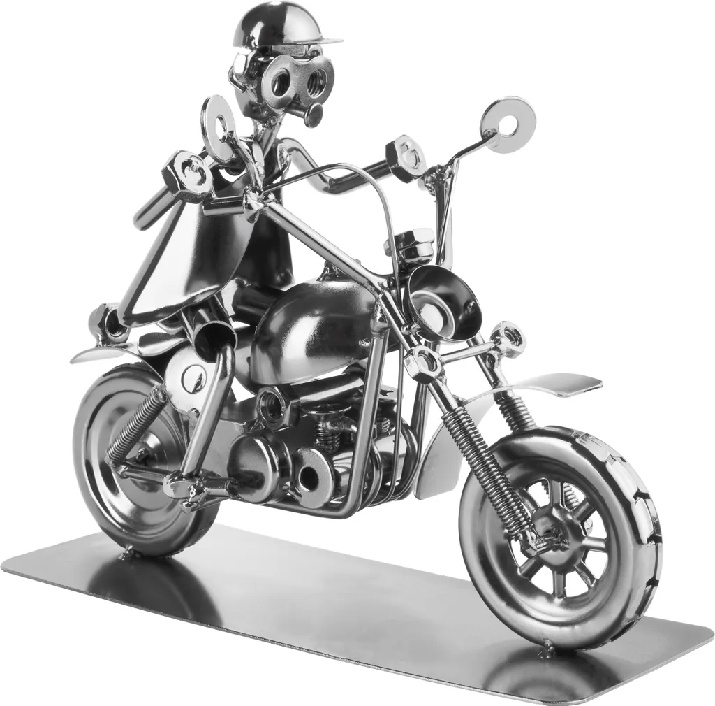 BRUBAKER Figurine de Motocycliste en Métal - Sculpture Artisanale en Fer