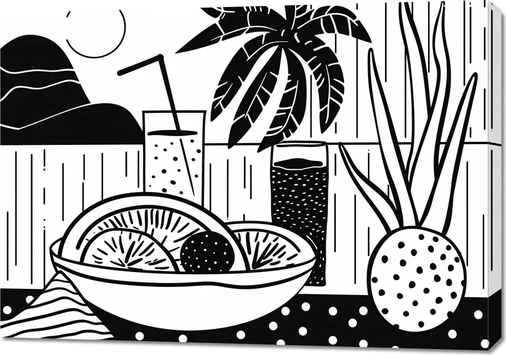 Décoration de Salon Tropicale 100x70 cm - Tableau Cuisine Gourmandise