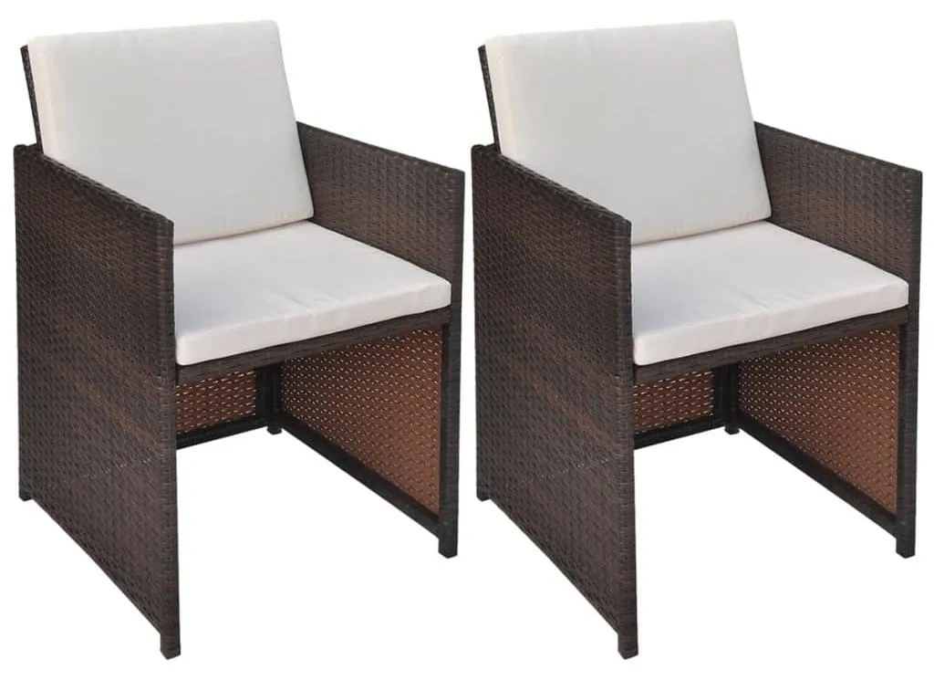 Chaises extérieures 2 unités résistantes aux UV et coussins épais