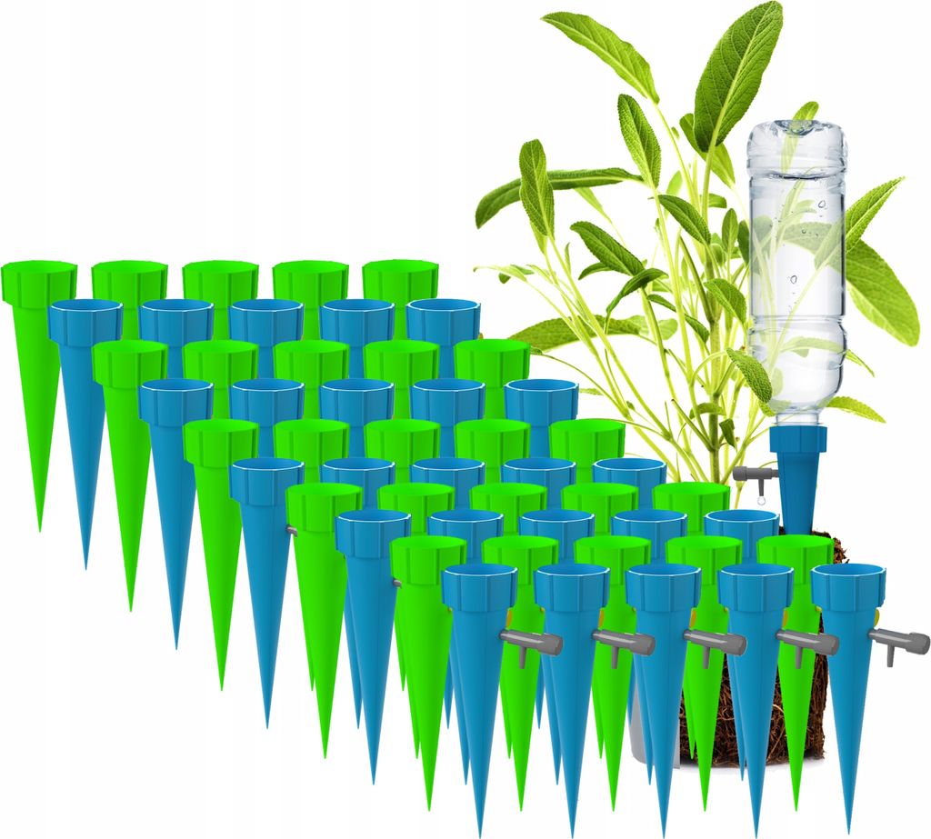 Pflanzenbewässerer 50er Set, Blumentopf-Bewässerungspatronen für Topfpflanzen, kompatibel mit 500 ml Flaschen, transparent