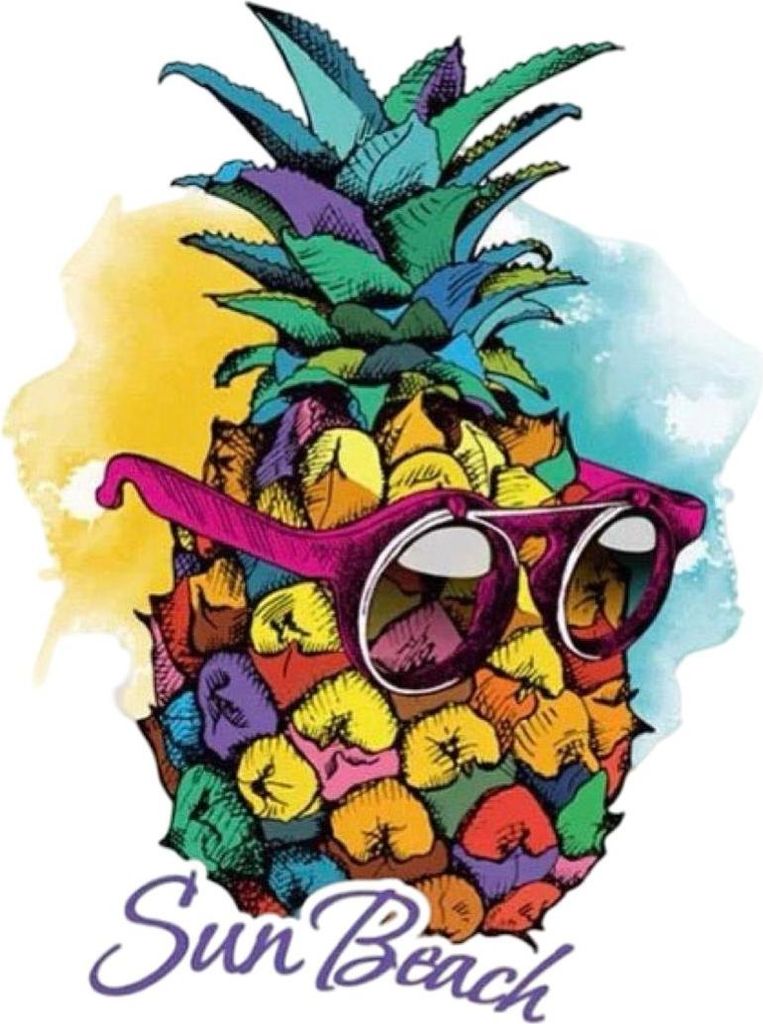 Pineapple Sun Beach Text Bügelapplikationsset XXL + Small