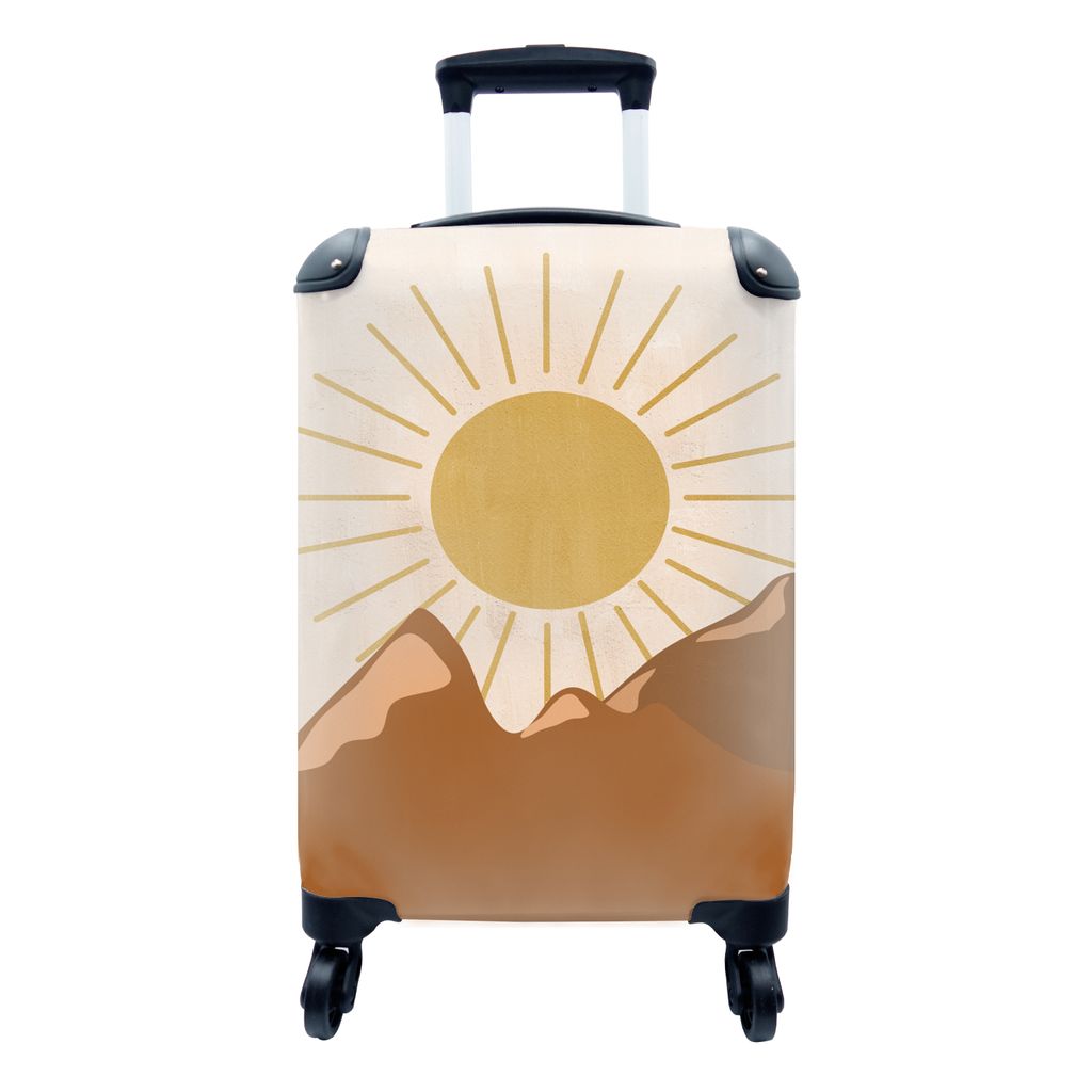 MuchoWow Koffer Handgepäck Trolley Rollkoffer Kleine Reisekoffer mit 4 Rollen - Abstrakt - Sonne - Berg - böhmisch - Cabin Size < 55x40x23 cm &...