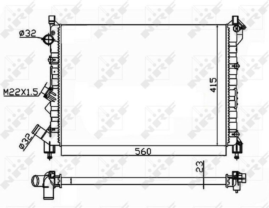 NRF 58943A - OE 7701038237 Kühler, Motorkühlung für Espace III (JE), Laguna I