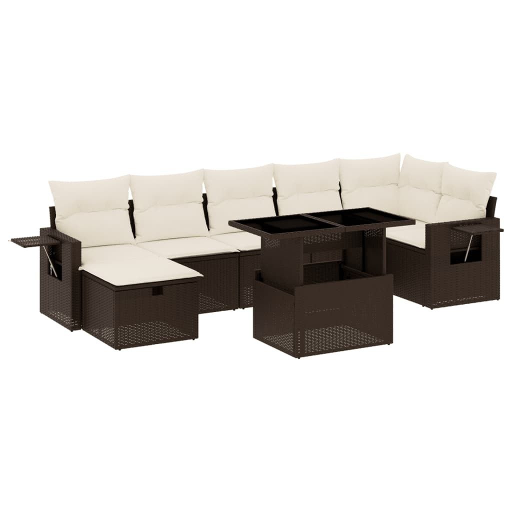 "2026 Aktion" 8-tlg. Garten-Lounge-Set - elegantes Design - Sitzgruppe/Gartengarnitur - mit Kissen Braun Poly Rattan - Terassenmöbel NeuMöbel681690