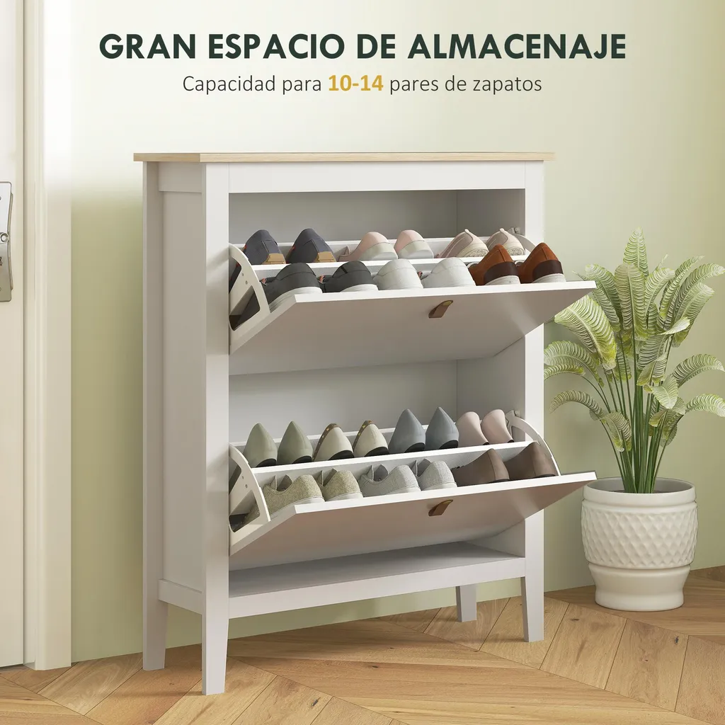 Étagère à chaussures blanche 80 cm avec tablettes réglables - Modèle S1